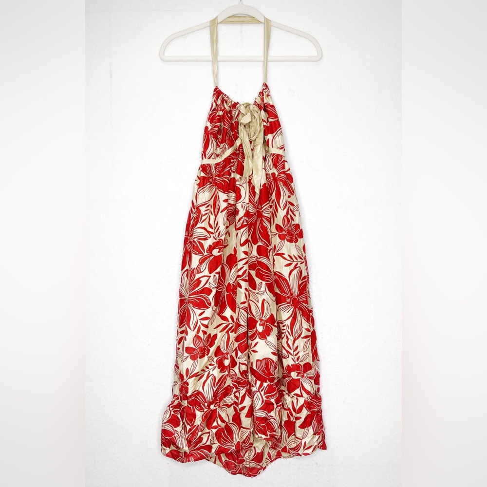 Banana Republic Cream and Red Halter Maxi Sundress
